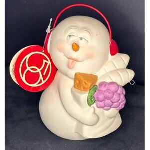 Department 56 Snowman Figurine White New Earmuffs Food